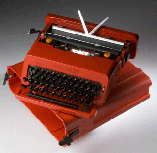 The sexy typewriter that captivated the worlds imagination and put Olivetti on the map Valentine typewriter 1969 ABS plastic metal and rubber made by Olivetti Milan Italy LACMA gift of Daniel Ostroff