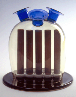 With an artists sensibility Sottsass designed for many media Glass which took off as a contemporary art form in the 1990s is among them 5 Betelli vase glass 1994 from an edition of seven made by Vetro Venini Murano Italy Galarie Bruno Bischofberger Zurich