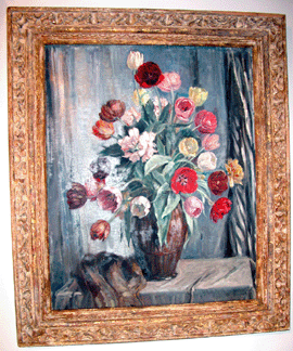 Bertha Dorph Danish 18751960 Still life with flowers oil on canvas at Arline Kimerling Chappaqua NY