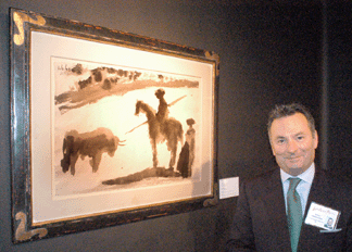 Simon CapstickDale with Pablo Picassos Bull Fight a brush ink and wash on paper from 1960 that was priced at 395000
