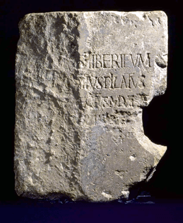 Pontius Pilate the Roman Procurator Latin dedicatory inscription Roman theater at Caesarea 2636 CE stone Israel Antiquities Authority The Israel Museum Jerusalem