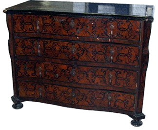 A Dutch baroque fruitwood chest with an ebonized top sold for 8250