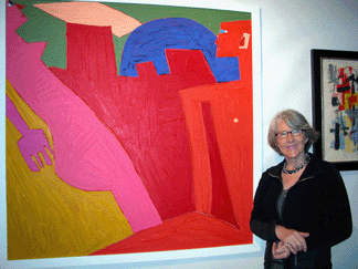Drte Neudert of the Art Cabinet Nantucket Mass with Diether Kunerths Couple in Red 1985 oil on wood 51 by 51 inches
