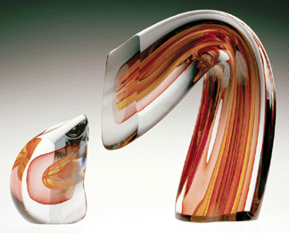 Redamber sliced descending form blown glass cased cut by Harvey K Littleton American b 1922 19811984 The Corning Museum of Glass promised gift of the Ben W Heineman Sr Family