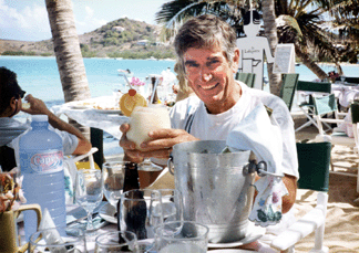 A rare pina colada moment in St Barthelemy in the French West Indies where the Smiths have vacationed for the past 25 years