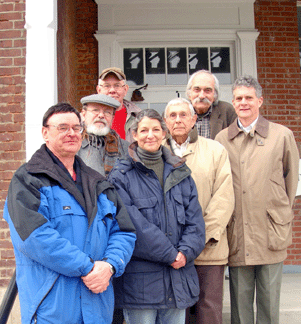 Board Members for the newly formed National Museum of the American Coverlet left to right Jes Horwath Edward Maeder Douglas Schmidt Melinda Zongor Stephen George Laszlo Zongor and Sumpter Priddy III