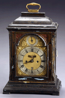 A George III black and giltjapanned bracket clock by John Ellicott London realized 22325