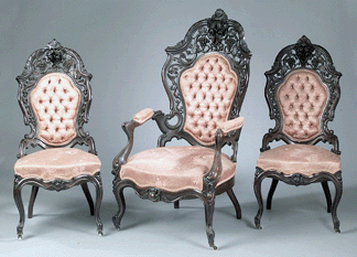An American rococo laminated rosewood parlor suite midNineteenth Century attributed to J amp JW Meeks New York brought 38187
