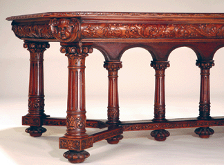 Part of an Italian Renaissance dining suite this table was 84 inches long with six leaves The suite sold for 24850