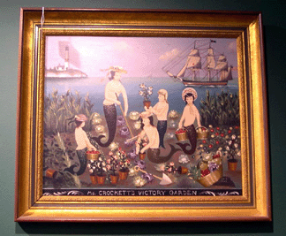 Ralph Cahoons Ms Crocketts Victory Garden referred to the PBS series of the 1970s Crocketts Victory Garden and featured five mermaids working in a garden with a ship and anchor in the background The painting brought 31050