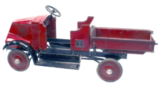 All the parts often missing on the Steelcraft Mack Bulldog dump truck were present on this early pedal car that fetched 7700