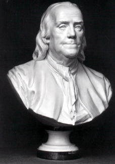 JeanJacques Caffieri French 17251792 Bust of Benjamin Franklin 177790 plaster height 20 12 inches width 19 inches RSA London