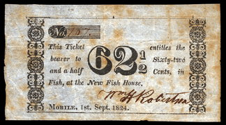 A Mobile Ala 62 12 cents in fish bearer note from the New Fish House realized 16675