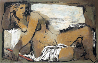 Jean Souverbie 18911981 Leaning Nude oil on canvas signed on bottom left 25 35 by 39 25 inches 152075