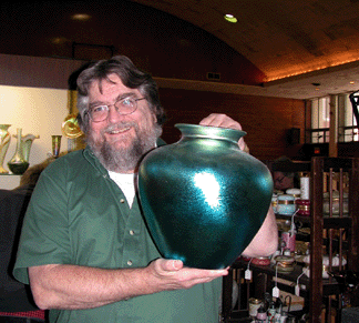 The 12inch size is the rarest said art glass dealer Knute S Peterson Jr of this Carderdesign Steuben blue Aurene vase circa 191025 The Bloomfield Conn dealer also had examples in 3 6 8 and 10inch sizes on display