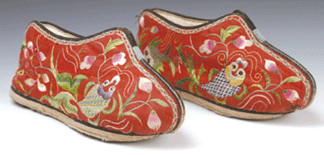Ladys shoes circa 1940 Miao people SongTao Hunan Province cotton and vegetable dyes