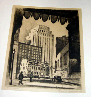 The circa 1940 etching The Old and New Boston by Elias M Grossman was bound to find a buyer It was offered by Conrad R Greaber Fine Art of Riderwood Md