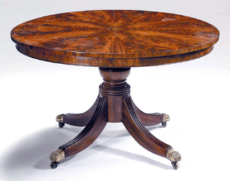 A classical mahogany and mahogany veneer center loo table 46000 circa 1830 was hammered down at 38240