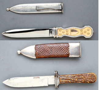 Two San Francisco Bowie knives set a new world auction record At top a fine Michael Price dress Bowie knife and shown at bottom a rare McConnell dress California Bowie knife