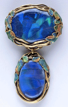 Brooch and pendant Louis Comfort Tiffany amp Co circa 1918 black opals gold enamel Purchase 2005 Helen McMahon Brady Cutting Fund