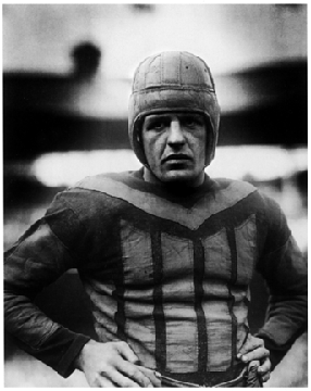 Garbed in the nowquaint equipment of his day the immortal Harold Red Grange conveys the intensity that helped him average an incredible 182 yards rushing per game during his threeyear career at the University of Illinois Red Grange 1925 by an anonymous photographer is loaned by UPICorbisBettmann