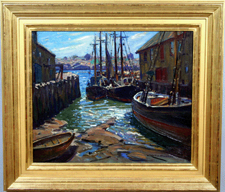 Ships at Dock a Gloucester Harbor scene of fishing boats by William Lester Stevens drew a record 21275