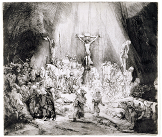 Rembrandt Harmensz van Rijn 16061669 Christ Crucified Between Two Thieves The Three Crosses drypoint and burin