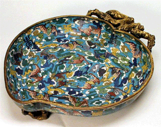 A Chinese cloisonn enamel peach dish dating to the Eighteenth Century realized 68600