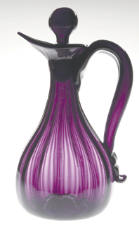 Midwestern pattern molded cruet brilliant amethyst with 16 vertical ribs circa 1850 8 14 inches high 9900