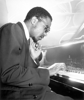 Herman Leonard Thelonius Monk NYC 1949 silver gelatin print 14 by 11 inches Bruce Museum collection