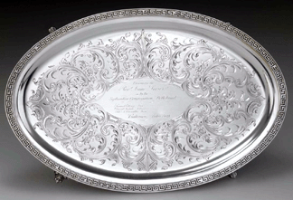 An absentee bidder claimed this circa 1857 Gorham silver presentation salver for 102000 against an estimate of 1218000 The Sephardim Congregation Beth Israel of Baltimore gave the salver to Germanborn Isaac Leeser of Philadelphia who translated and published in English important works of Jewish scripture