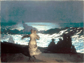 Winslow Homer soaked up atmosphere and art during a year in Paris 18661867 but did not study there Perhaps his most romantic painting A Summer Night 1890 painted in Prouts Neck Maine won a gold medal at the 1900 Exposition Universelle in Paris The French government purchased it for the Musee du Luxembourg Musee dOrsay Paris Photo Reunion des Musees NationauxArt Resource New York City