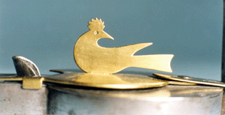 Detail of bird on lamp signed "Henry Hirsh/Nov 27 184-.” Height 4 ½ inches. Collection of the Hershey Museum, Hershey, Penn.