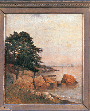 Reflecting Suydam's artistic dialogue with his painting partner John F. Kensett, Suydam's strong but compressed "Beverly Rocks,” circa 1860, contrasts with Kensett's wider, more panoramic view of the same site. National Academy Museum, NA Diploma Presentation.