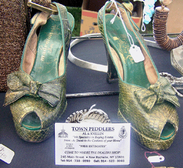 This striking pair of green women's shoes attracted much attention at Town Peddler.
