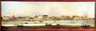 A seated bidder, who said he was neither dealer nor collector but an agent, acquired two 55 ¾-inch panoramic views by Sunqua. The most expensive painting, dating to 1850, was a view of the Bund at Shanghai with an American crew race, $171,000 ($50/75,000). A view of Macao went for $138,000 ($50/75,000) to the same paddle.