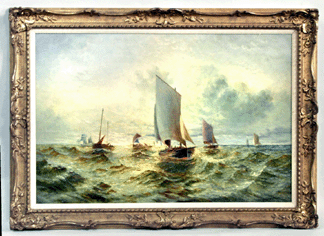 An oil on canvas by British artist J. Shearer, "Fishing Off Liverpool,” circa 1900, brought $2,640.
