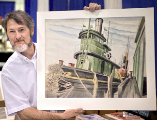 Marc Chabot, Southbury, Conn., with John Leslie Powell watercolor dated 1942.