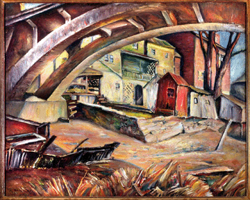 Charles Rosen, "Under the Bridge,” 1918, oil on canvas, 32 by 40 inches, collection of Marguerite and Gerry Lenfest.