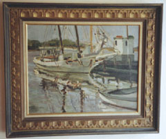 South Jersy Ketch Milton D Birch active 19301945 oil on canvas 16x20