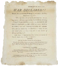 An 1812 broadside declaring war against Great Britain 6325