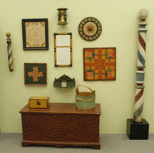 The blanket chest realized 2875 the large game board 6325 the small barber pole 4887 and the large barber pole 1437