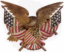 Carved polychromed and gilded pine American eagle wall plaque 192750