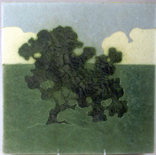 Grueby oak tree landscape tile 43125