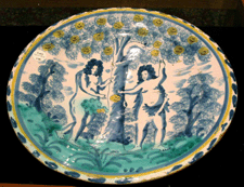 English polychrome charger depicting Adam and Eve 8813