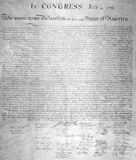 1843 Peter Force rice paper copy of the Declaration of Independence