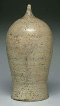 Saltglazed stoneware grave marker inscribed AT Moffet Born Dec 10 1805 Died Feb 23 1865 2100