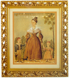 A folk art portrait by Jacob Maentel depicting Elizabeth Preston with her nephew Frank Crumb and neice Elizabeth Ann Crumb brought 28750