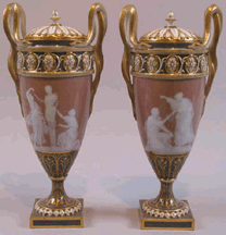 Meissen patesurpate snakehandled urns 33000