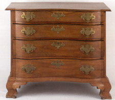 Boston Chippendale cherry double serpentine chest of drawers circa 1770 92000